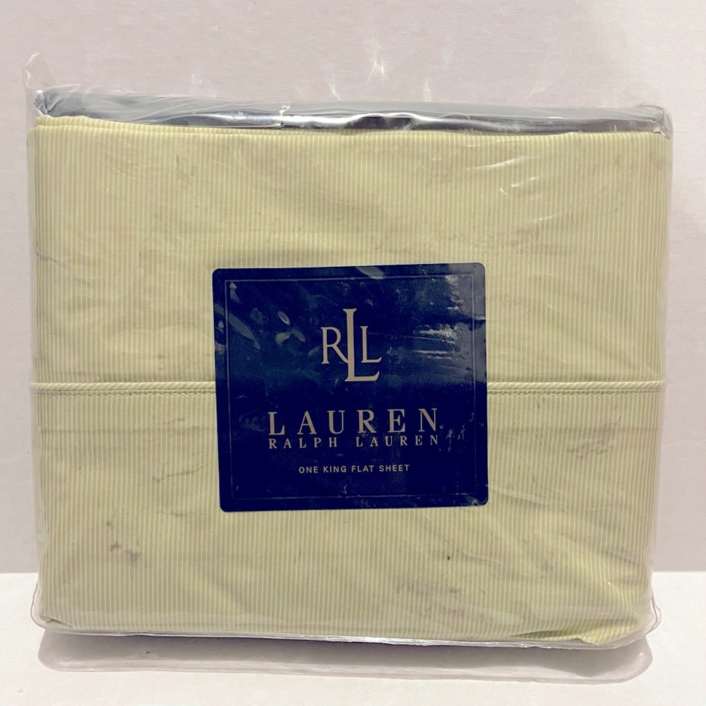 NIP Ralph Lauren Crystal Cay Flat King sheet  Green Stripe